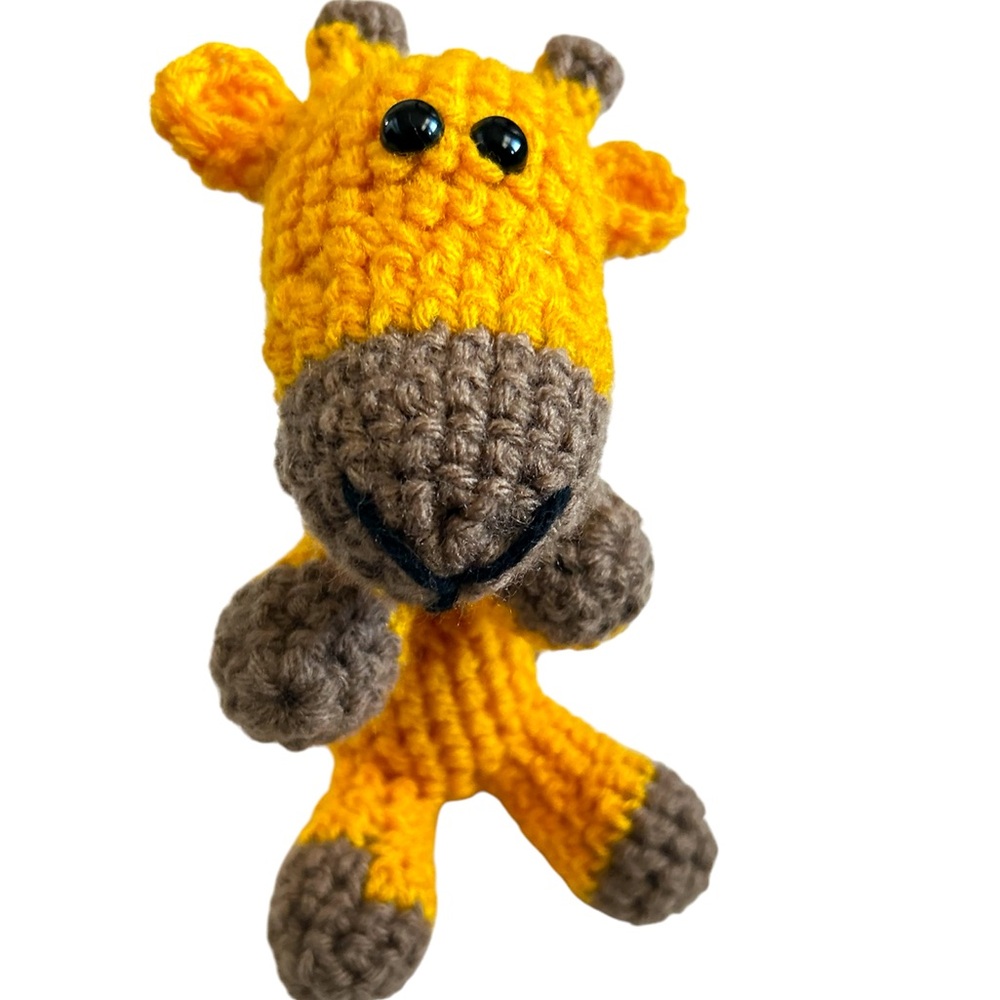 Hand Crafted Stuffed Giraffe Animal Toy Crochet Colorful Amigurumi